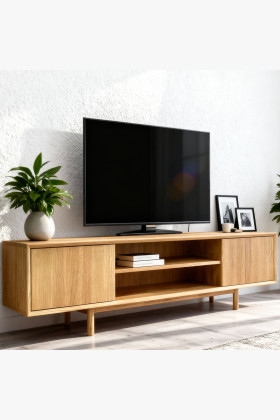 Eiche TV-Kommode 180 cm mit Füßen, geölt, modern